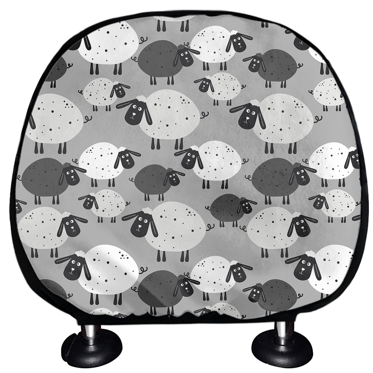 Doodle Sheep Pattern Print Car Headrest Covers