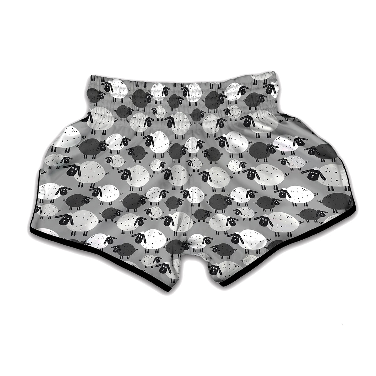 Doodle Sheep Pattern Print Muay Thai Boxing Shorts