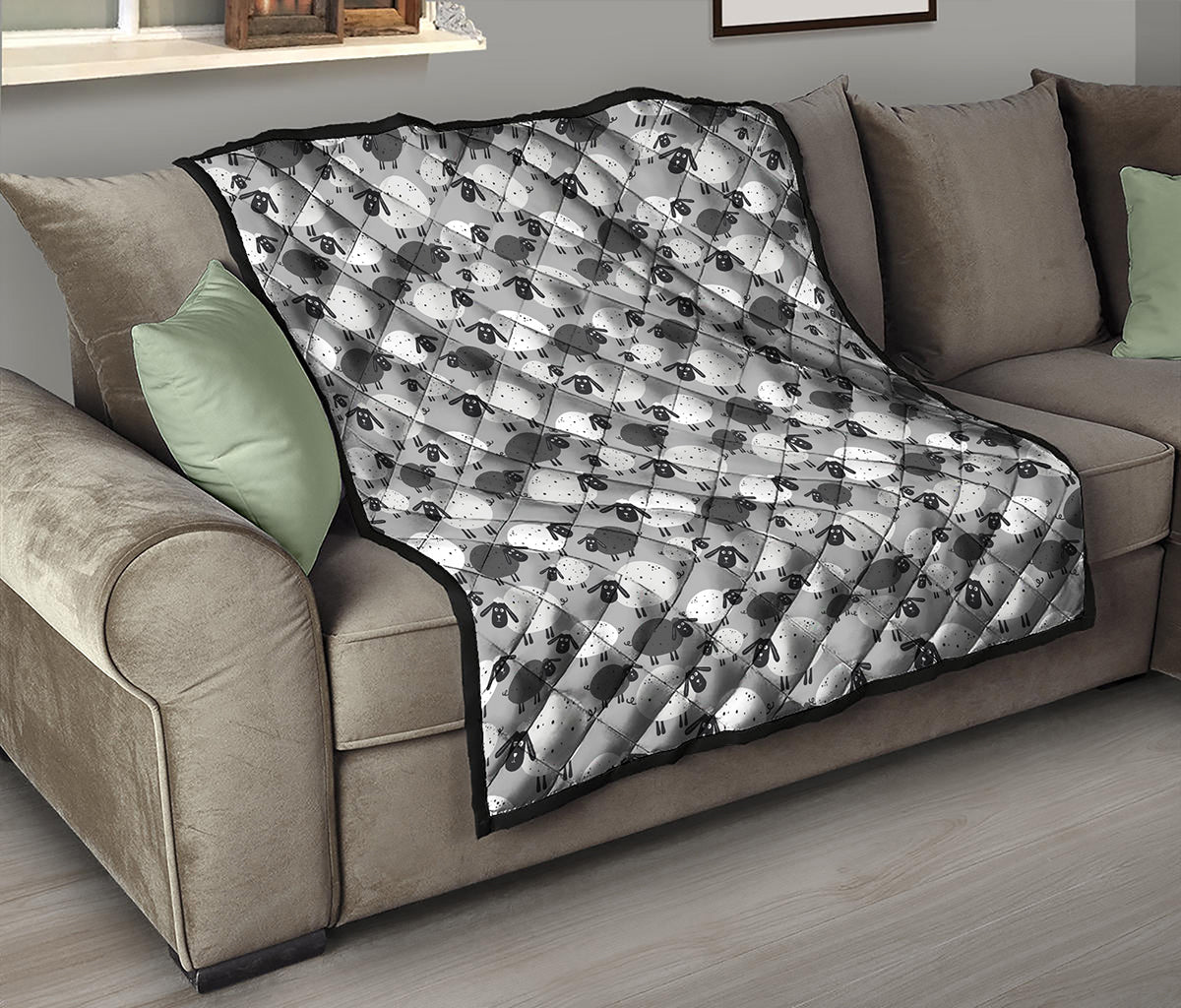 Doodle Sheep Pattern Print Quilt