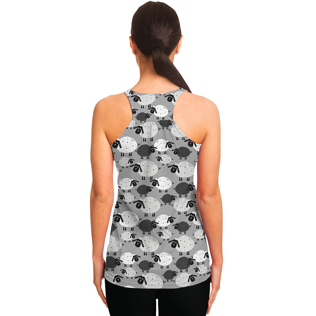 Doodle Sheep Pattern Print Women's Racerback Tank Top