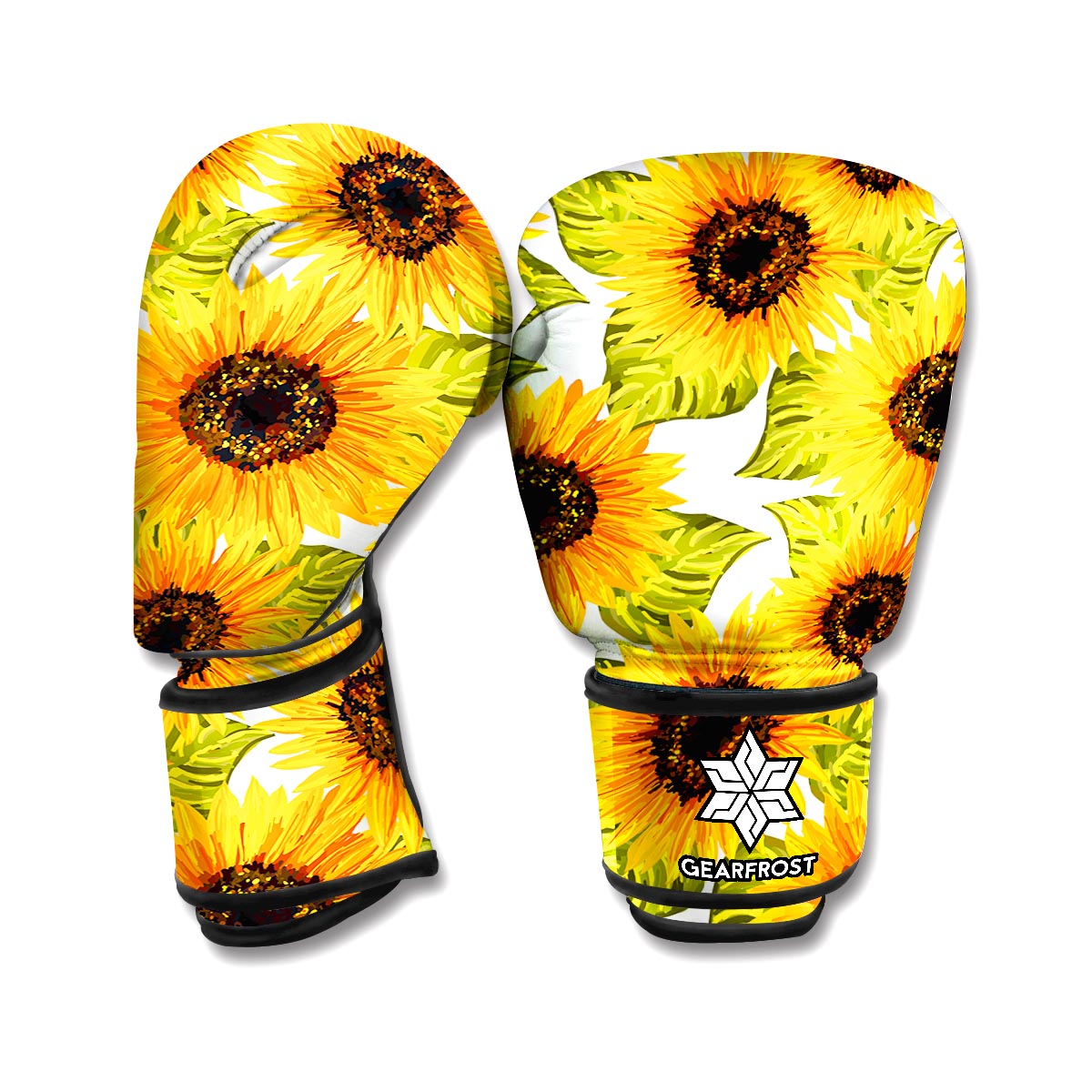 Doodle Sunflower Pattern Print Boxing Gloves