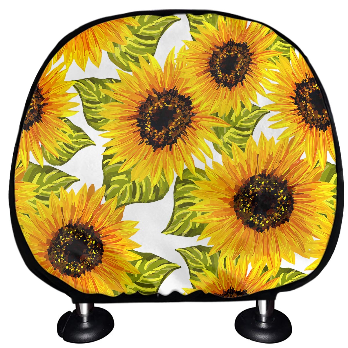 Doodle Sunflower Pattern Print Car Headrest Covers