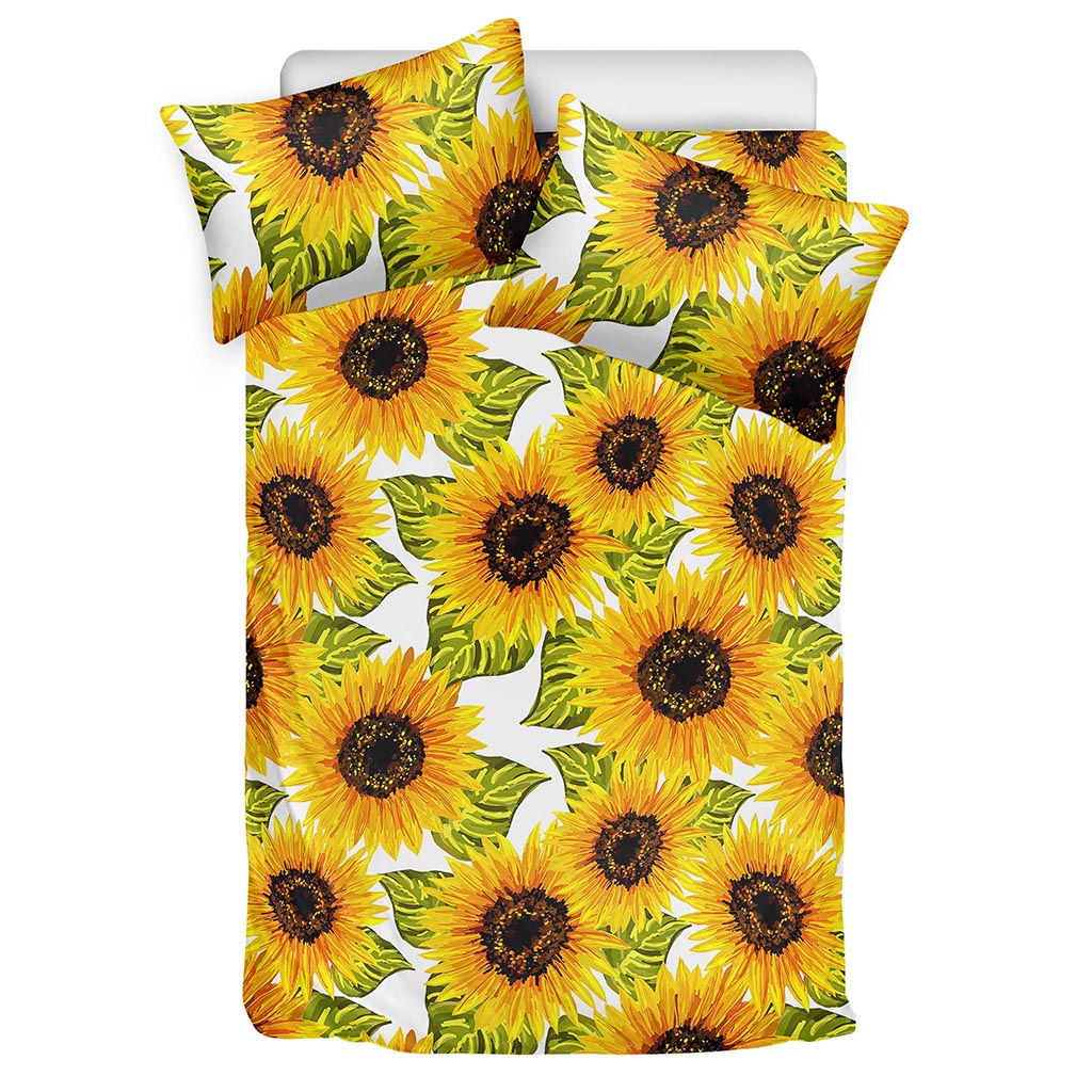 Doodle Sunflower Pattern Print Duvet Cover Bedding Set