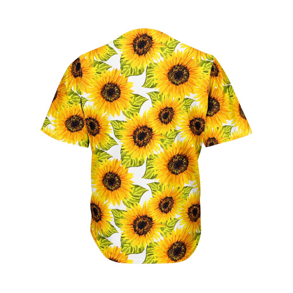 Doodle Sunflower Pattern Print Men's Baseball Jersey