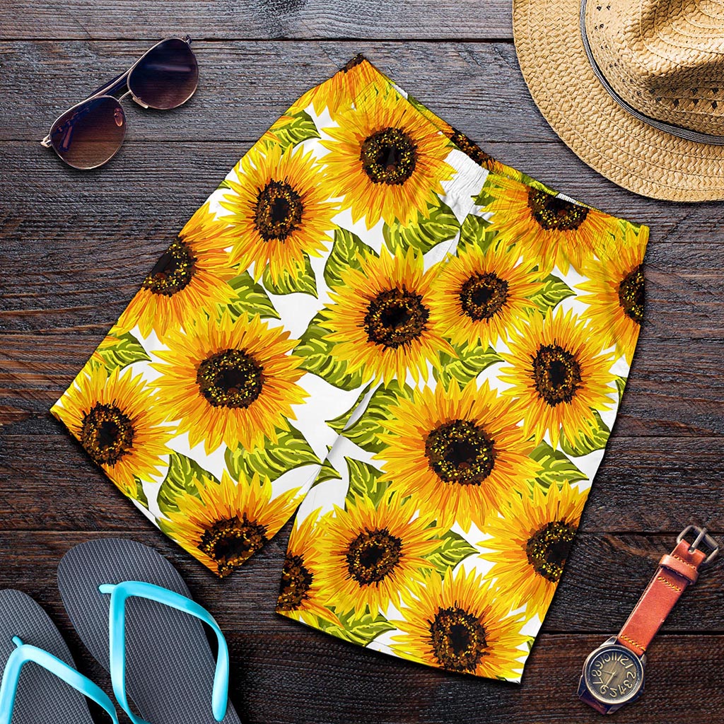 Doodle Sunflower Pattern Print Men's Shorts