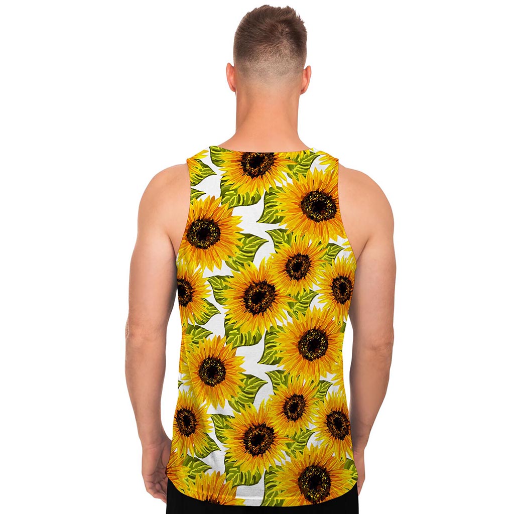 Doodle Sunflower Pattern Print Men's Tank Top