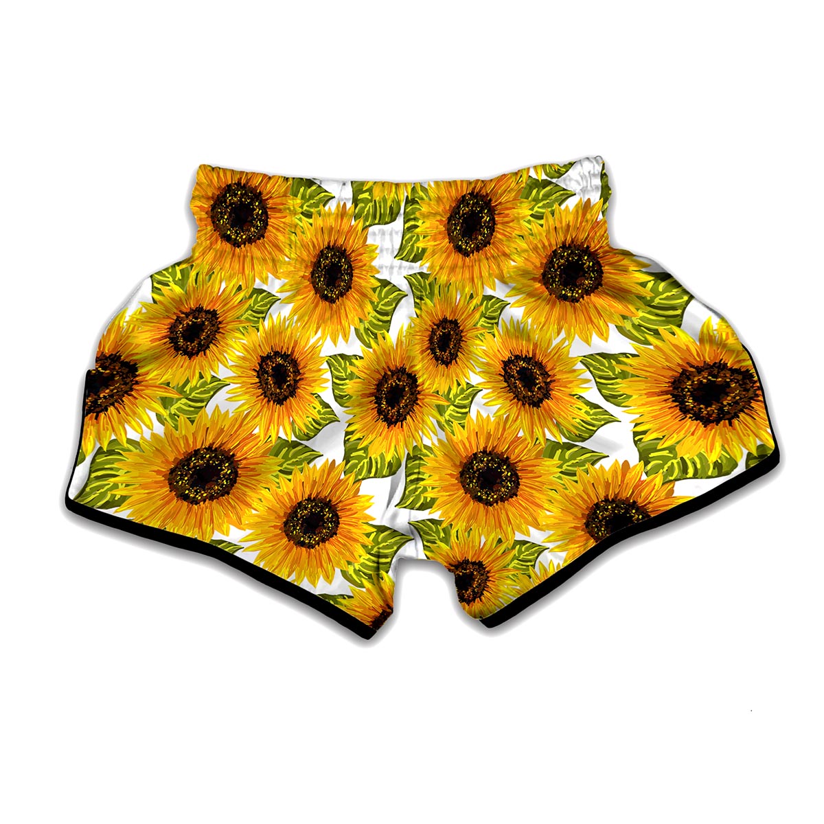 Doodle Sunflower Pattern Print Muay Thai Boxing Shorts