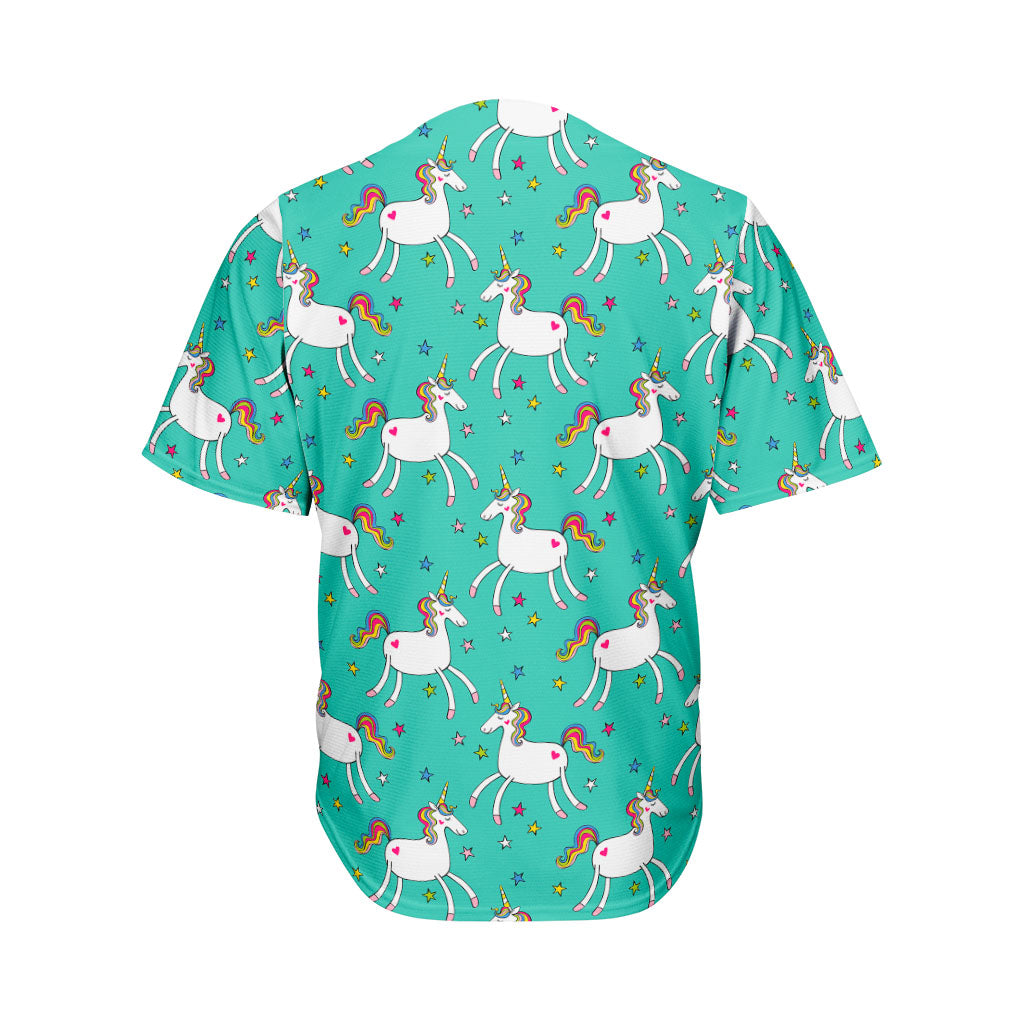 Doodle Unicorn Pattern Print Men's Baseball Jersey