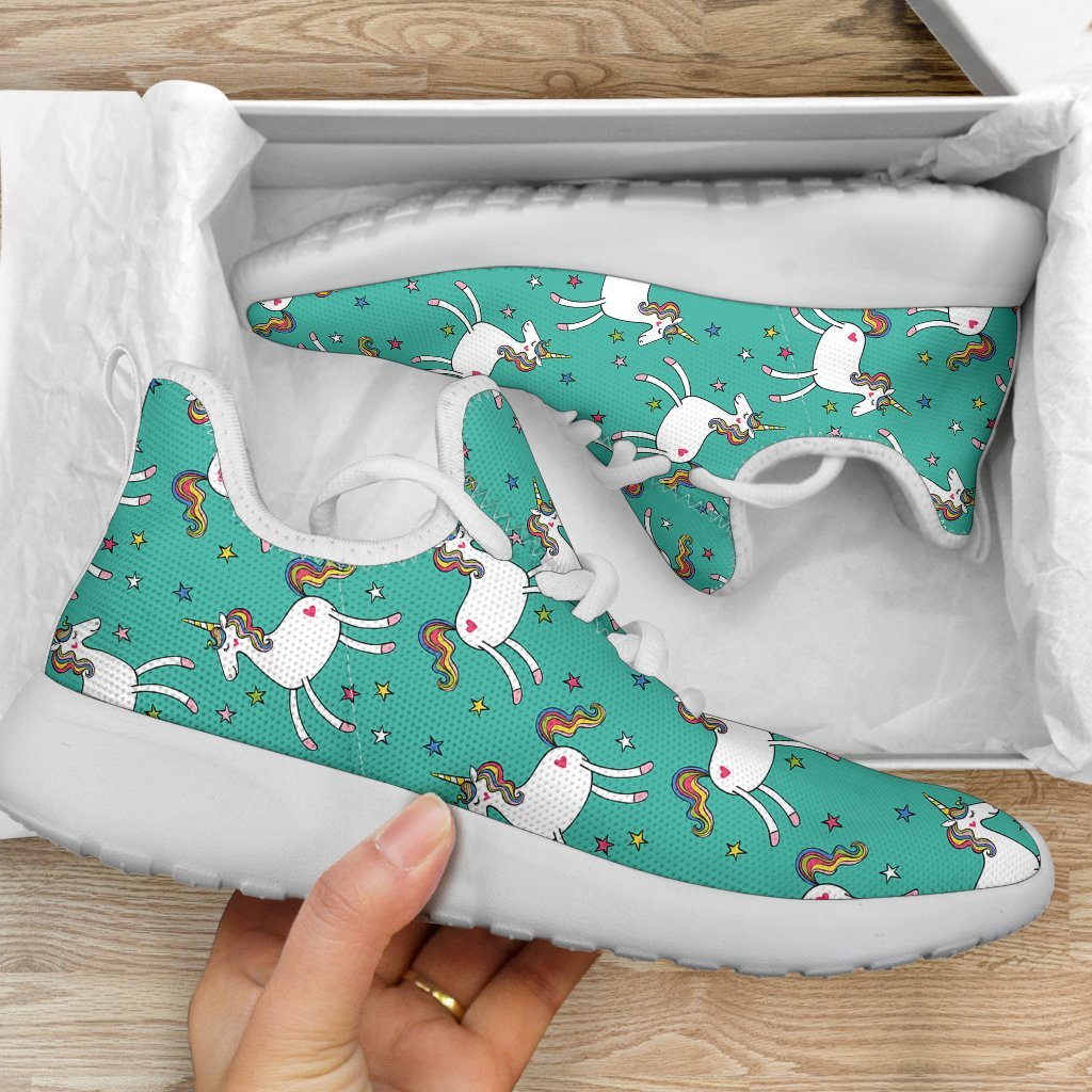 Doodle Unicorn Pattern Print Mesh Knit Shoes GearFrost