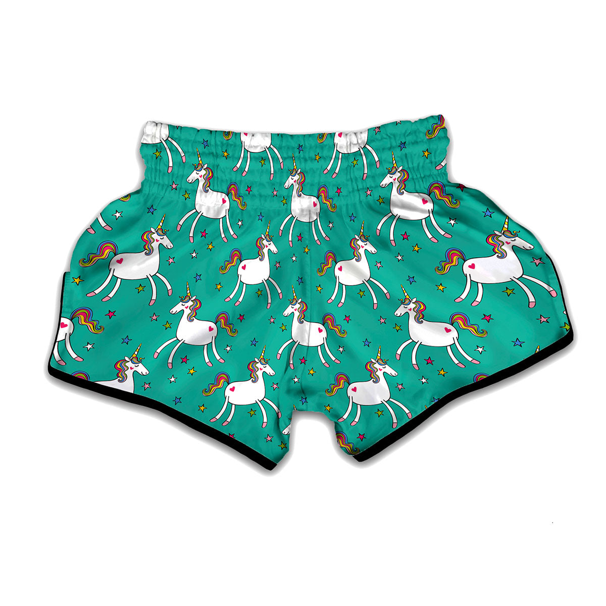 Doodle Unicorn Pattern Print Muay Thai Boxing Shorts