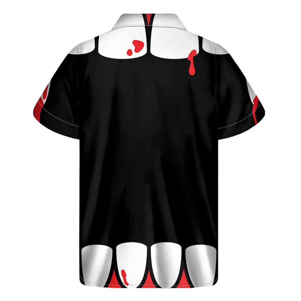 Dracula Fang Print Men's Short Sleeve Shirt