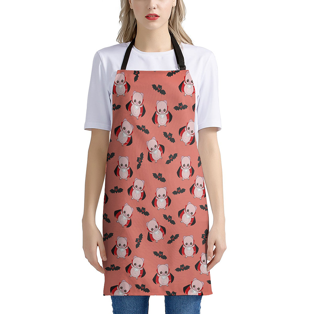 Dracula Pig Pattern Print Apron