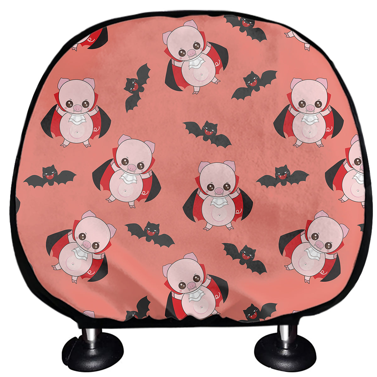 Dracula Pig Pattern Print Car Headrest Covers