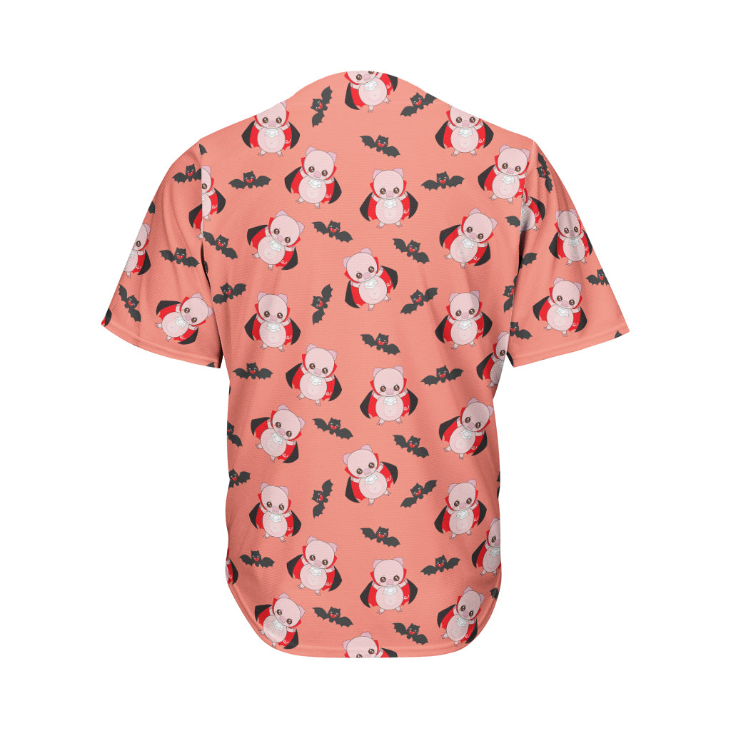 Dracula Pig Pattern Print Men's Baseball Jersey