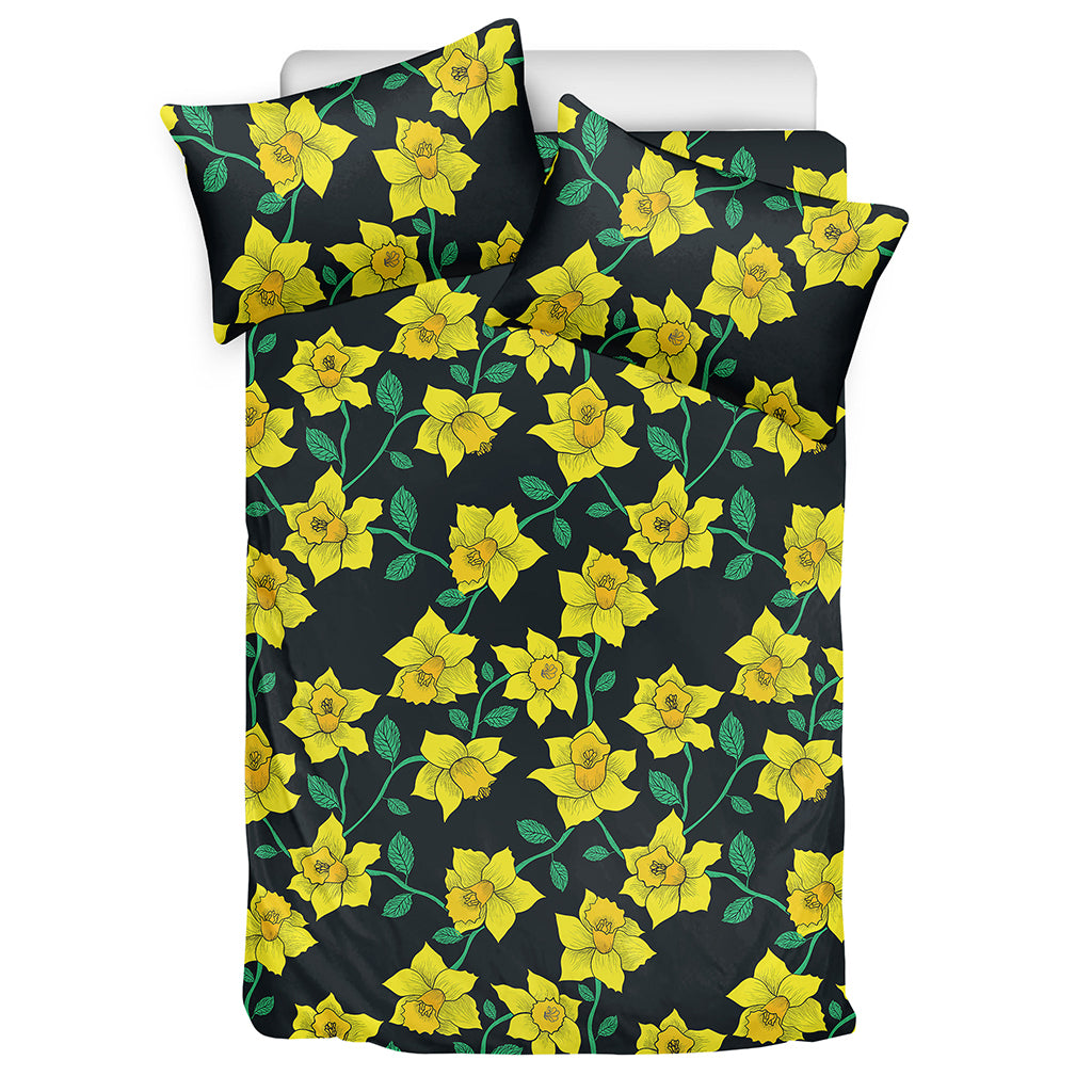 Drawing Daffodil Flower Pattern Print Duvet Cover Bedding Set