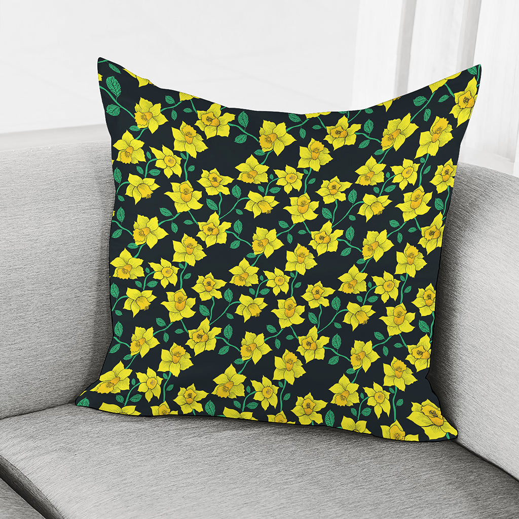 Drawing Daffodil Flower Pattern Print Pillow Cover
