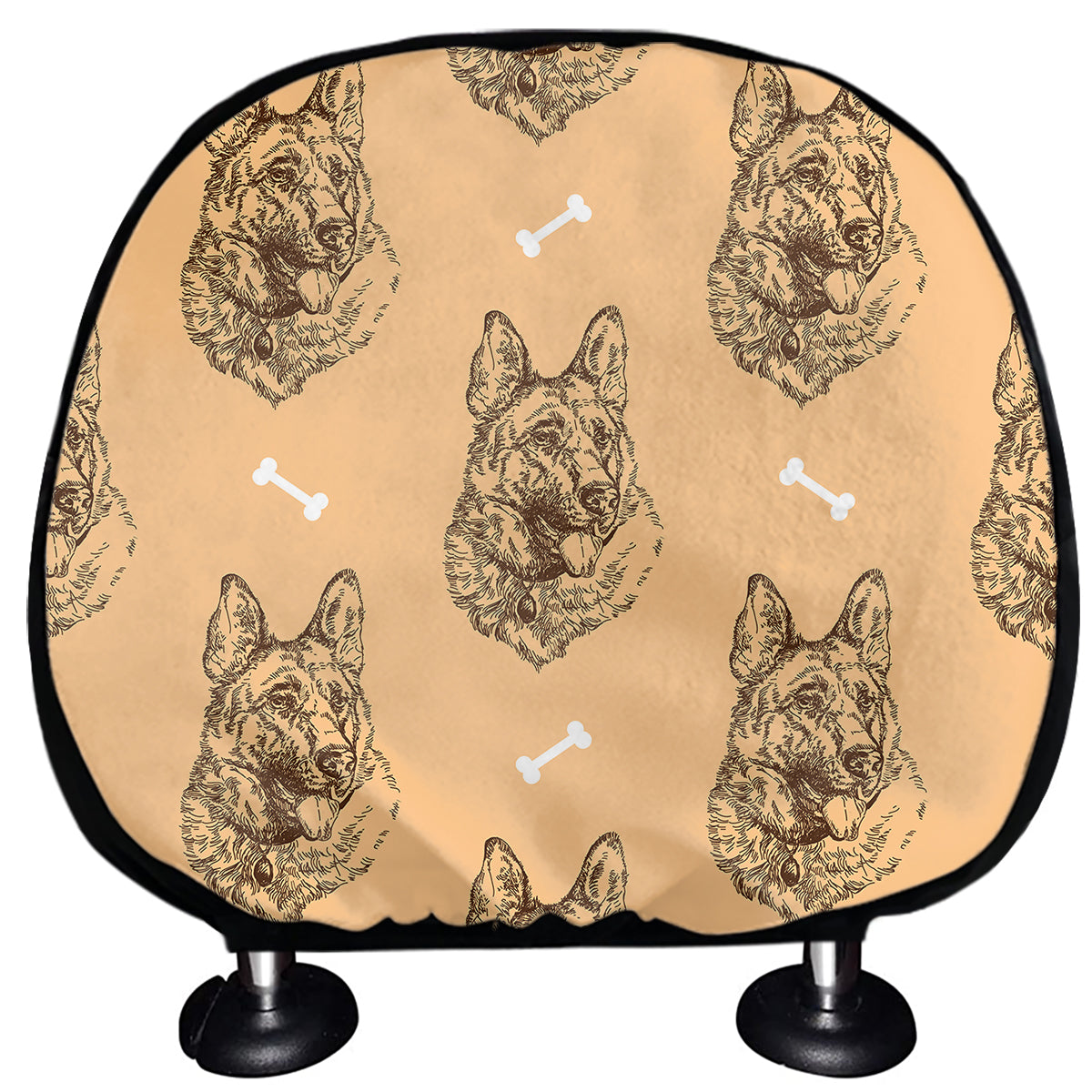 Drawing German Shepherd Pattern Print Car Headrest Covers