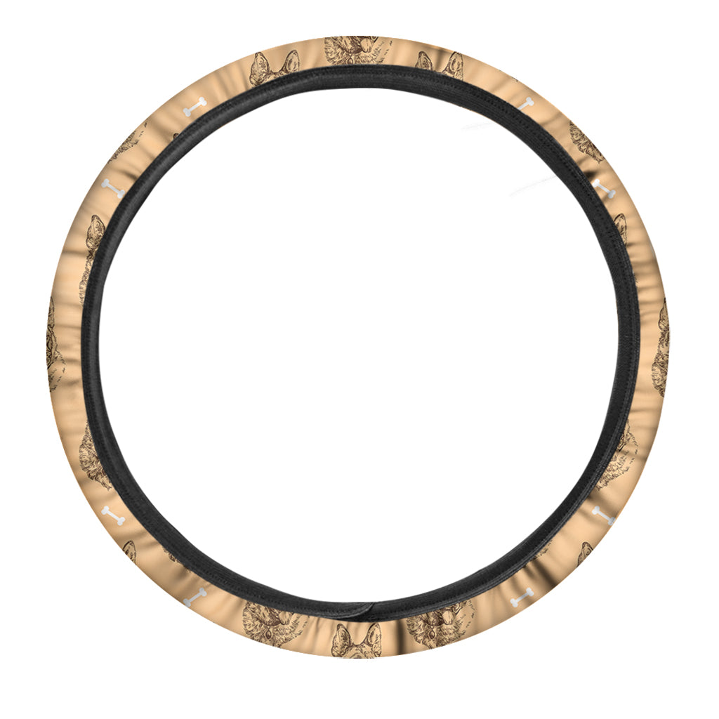 Drawing German Shepherd Pattern Print Car Steering Wheel Cover