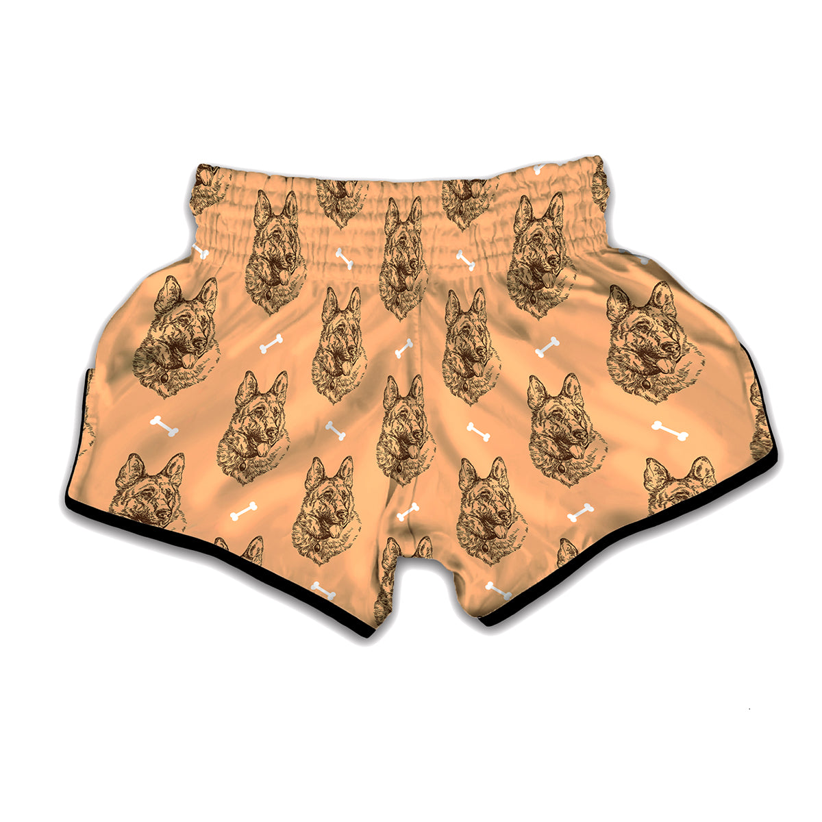 Drawing German Shepherd Pattern Print Muay Thai Boxing Shorts