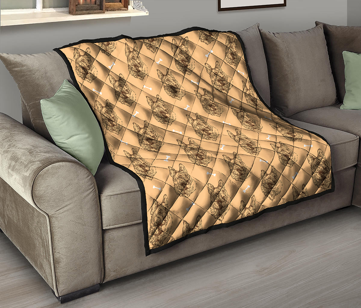 Drawing German Shepherd Pattern Print Quilt