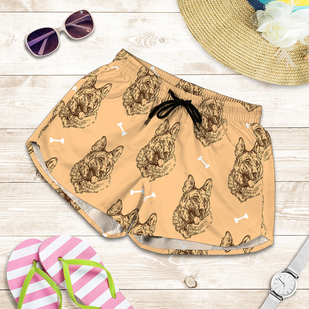 Drawing German Shepherd Pattern Print Women's Shorts