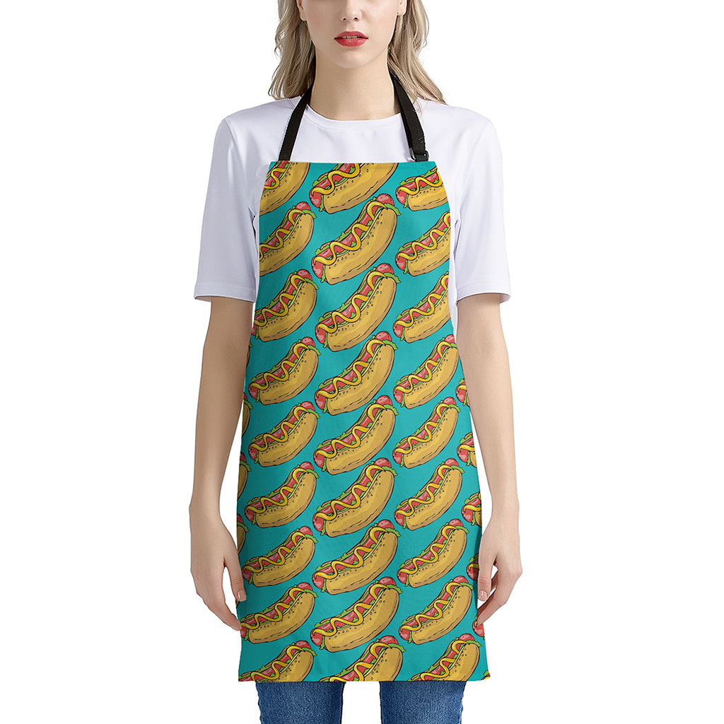 Drawing Hot Dog Pattern Print Apron