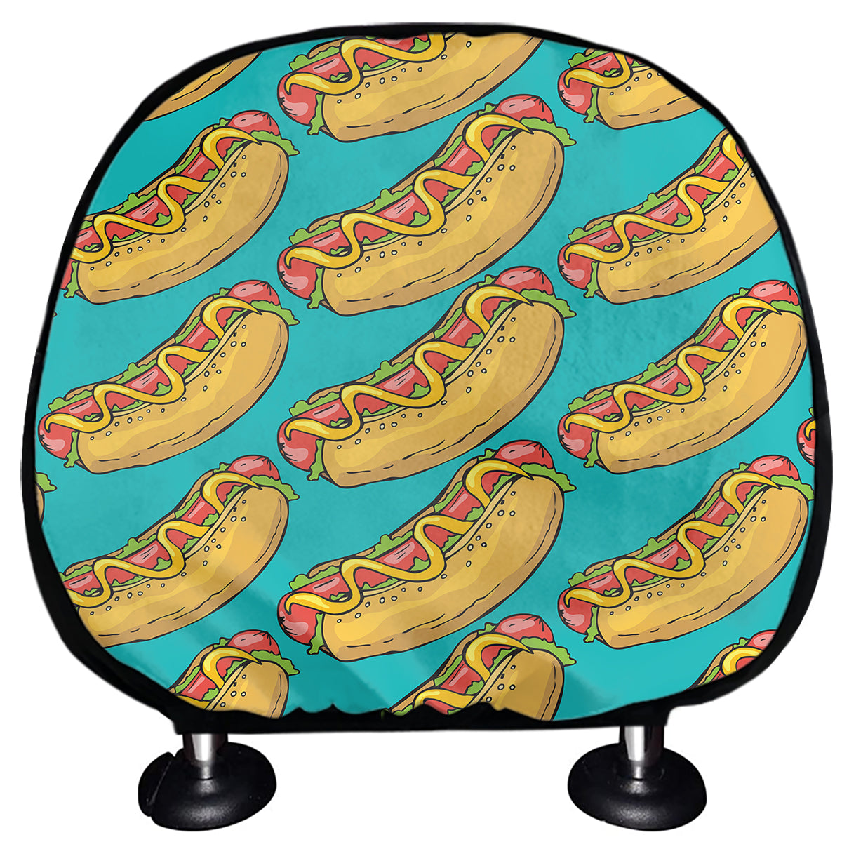 Drawing Hot Dog Pattern Print Car Headrest Covers