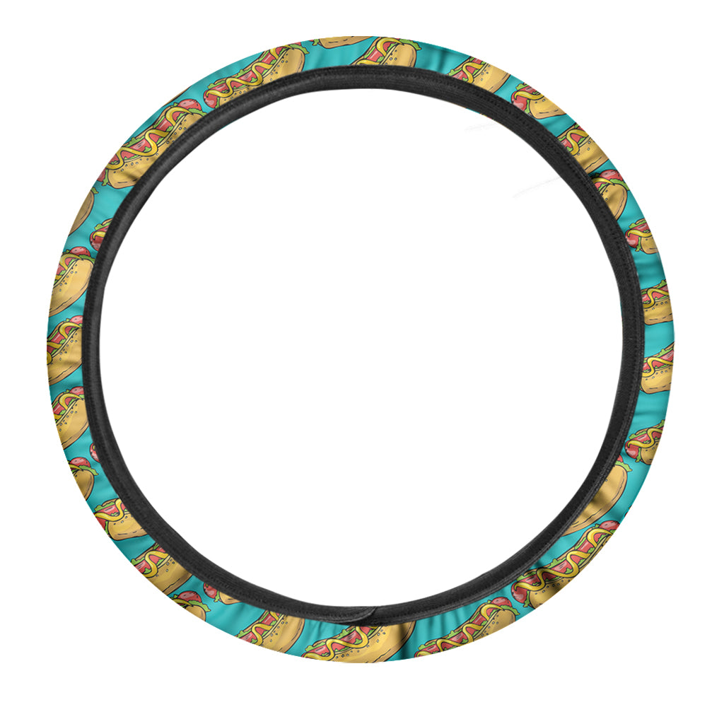 Drawing Hot Dog Pattern Print Car Steering Wheel Cover
