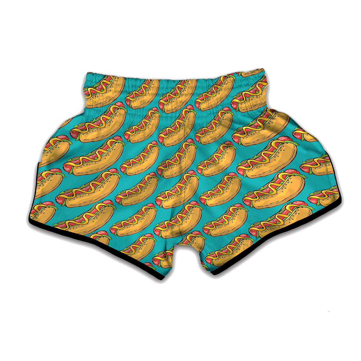 Drawing Hot Dog Pattern Print Muay Thai Boxing Shorts