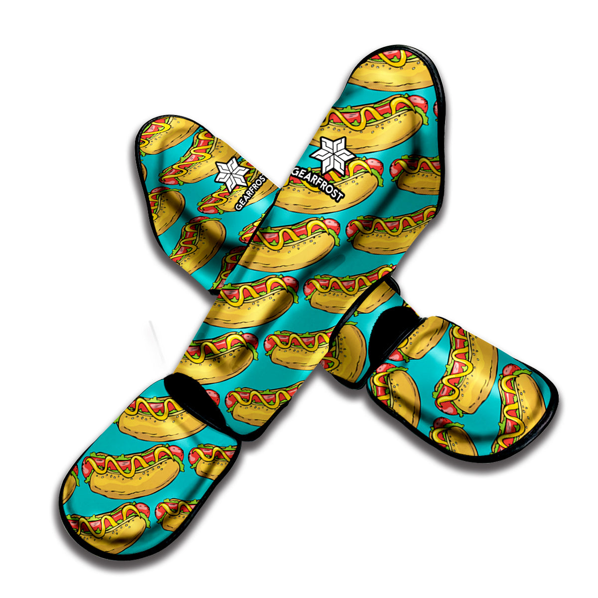 Drawing Hot Dog Pattern Print Muay Thai Shin Guard