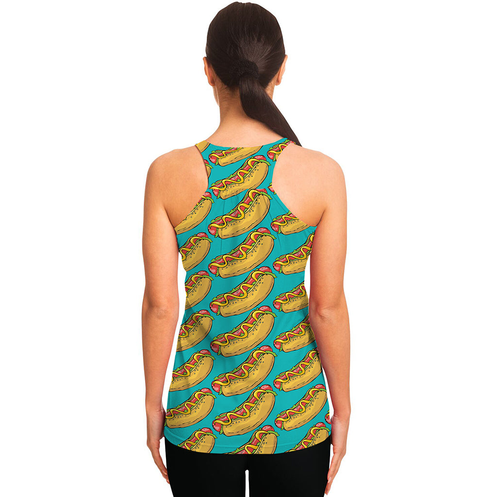 Drawing Hot Dog Pattern Print Women's Racerback Tank Top