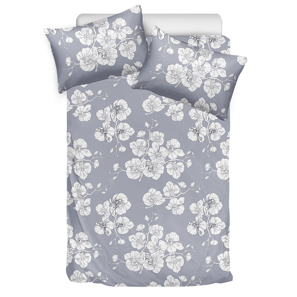Drawing Orchid Pattern Print Duvet Cover Bedding Set