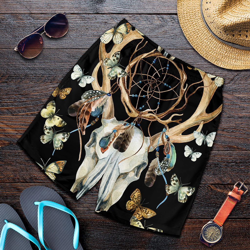 Dreamcatcher Deer Skull Print Men's Shorts