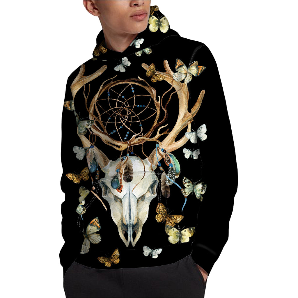 Dreamcatcher Deer Skull Print Pullover Hoodie