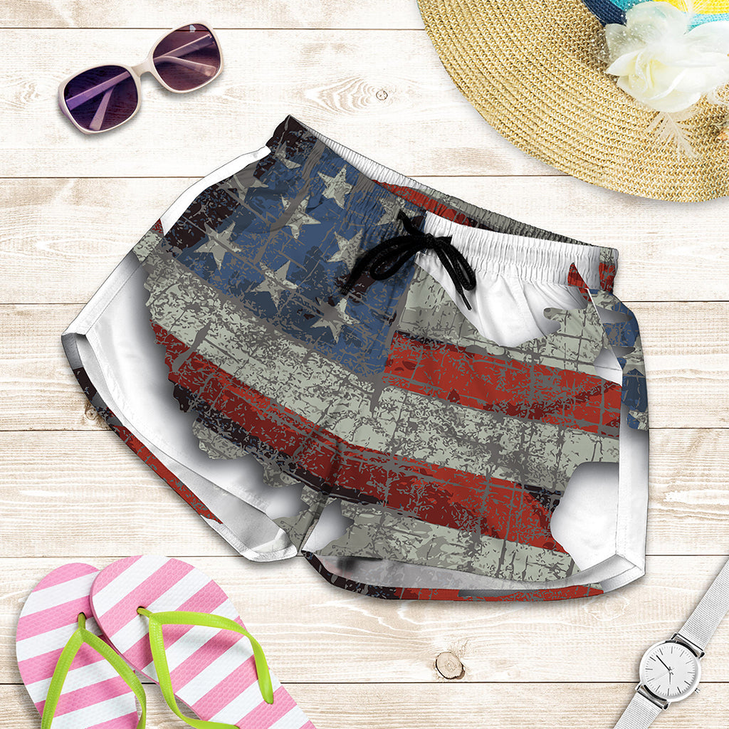 Eagle American Flag Print Women's Shorts
