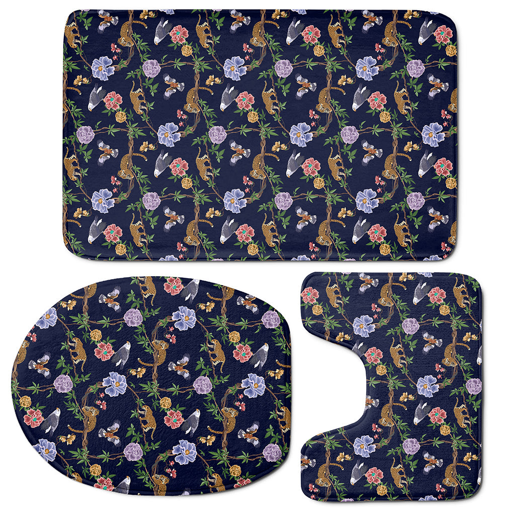 Eagle And Jaguar Pattern Print 3 Piece Bath Mat Set