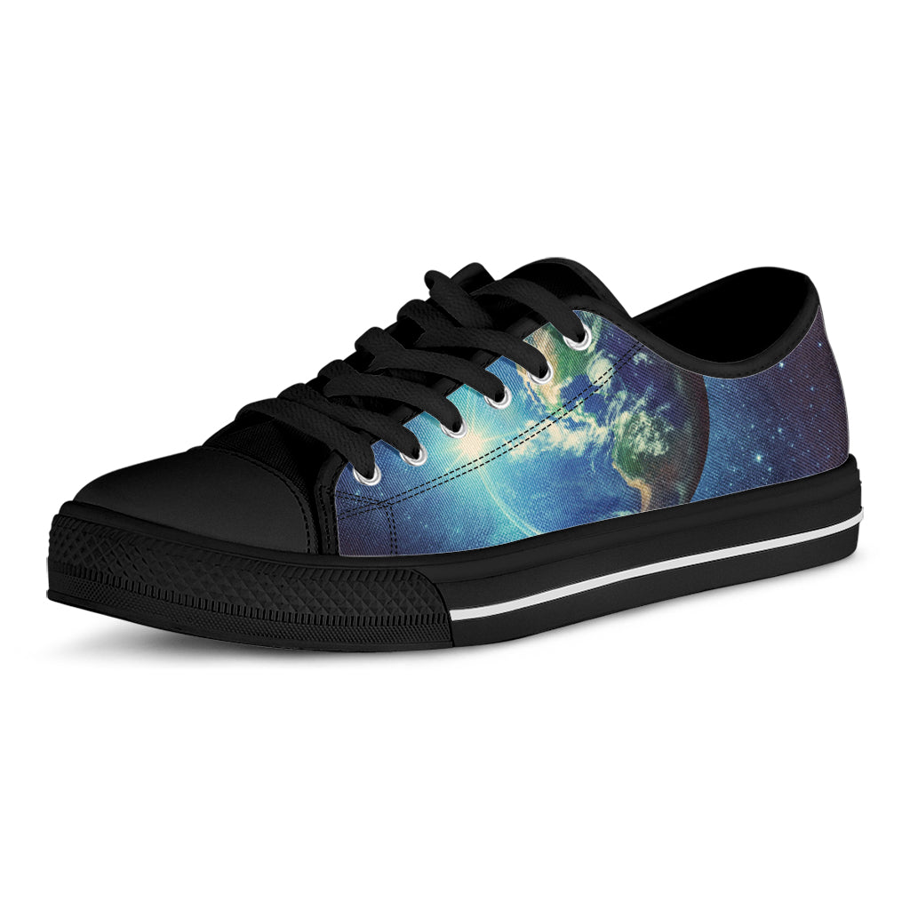 Earth And Space Print Black Low Top Shoes