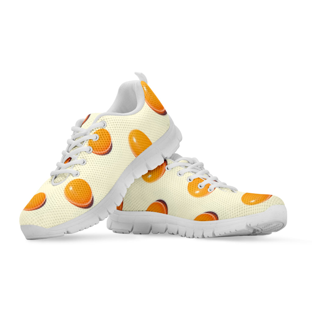 Egg Yolk Pattern Print White Sneakers