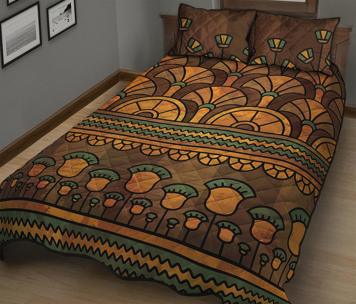 Egyptian Ethnic Pattern Print Quilt Bed Set