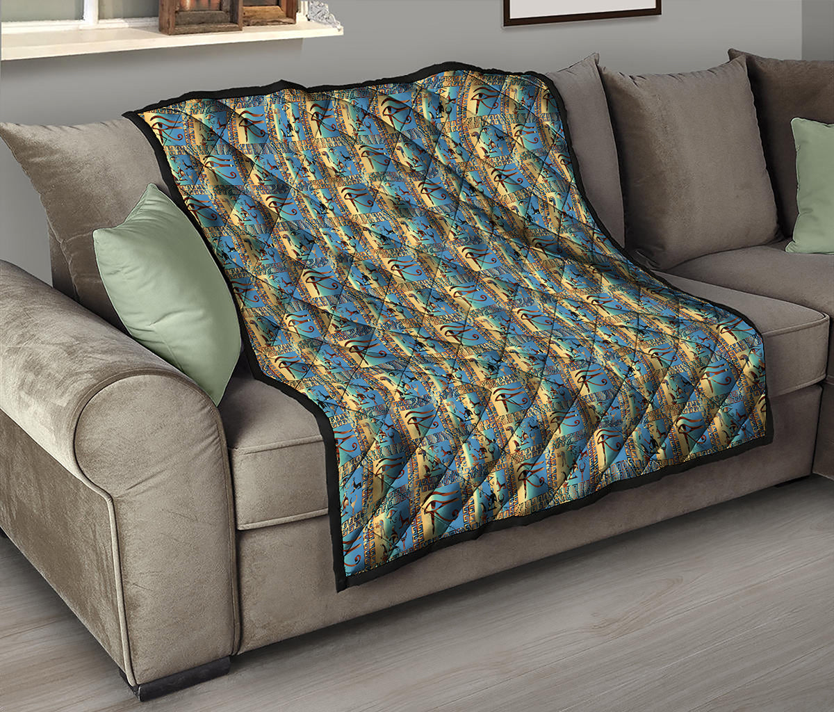 Egyptian Eye Of Horus Pattern Print Quilt