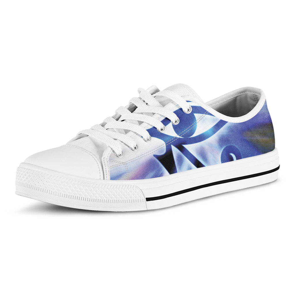 Egyptian Eye Of Horus Print White Low Top Shoes