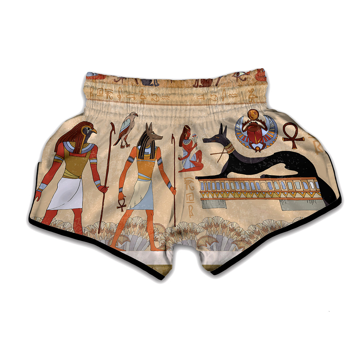 Egyptian Gods And Pharaohs Print Muay Thai Boxing Shorts GearFrost