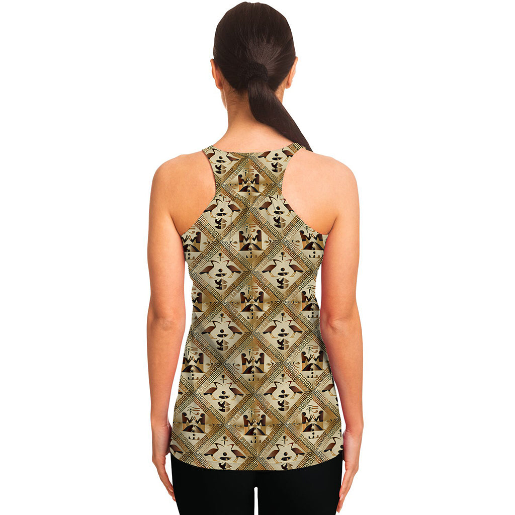 Egyptian Hieroglyphs Pattern Print Women's Racerback Tank Top