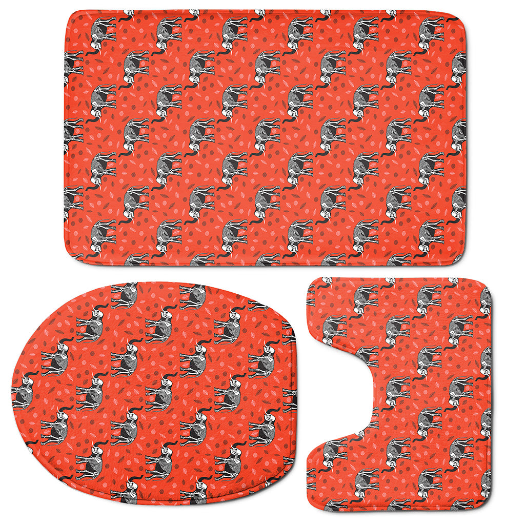 Elephant Skeleton X-Ray Pattern Print 3 Piece Bath Mat Set