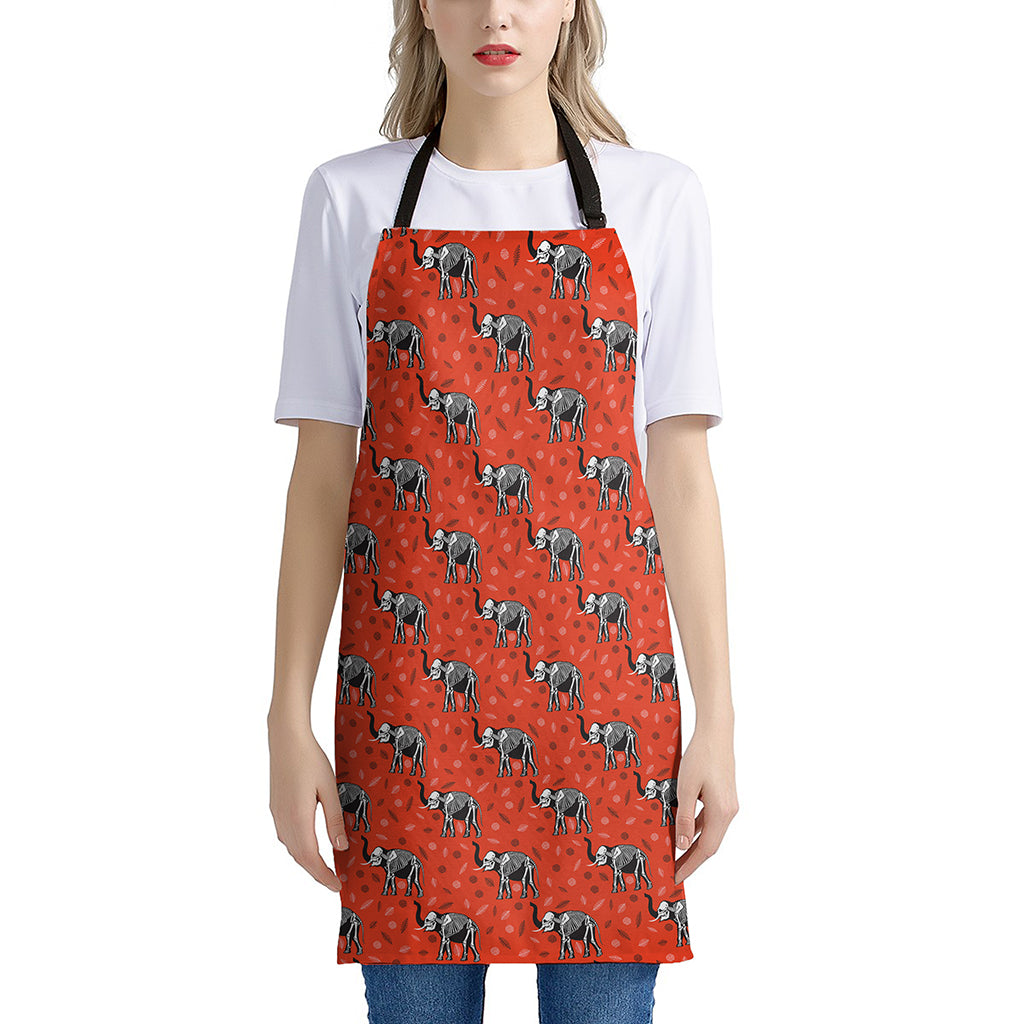 Elephant Skeleton X-Ray Pattern Print Apron