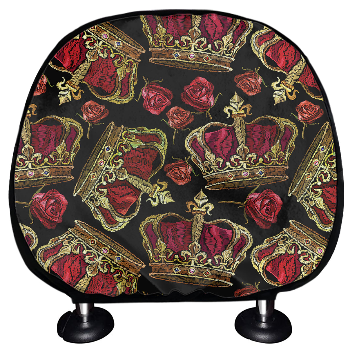 Embroidery Crown Pattern Print Car Headrest Covers