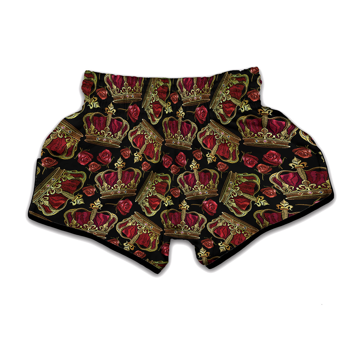 Embroidery Crown Pattern Print Muay Thai Boxing Shorts