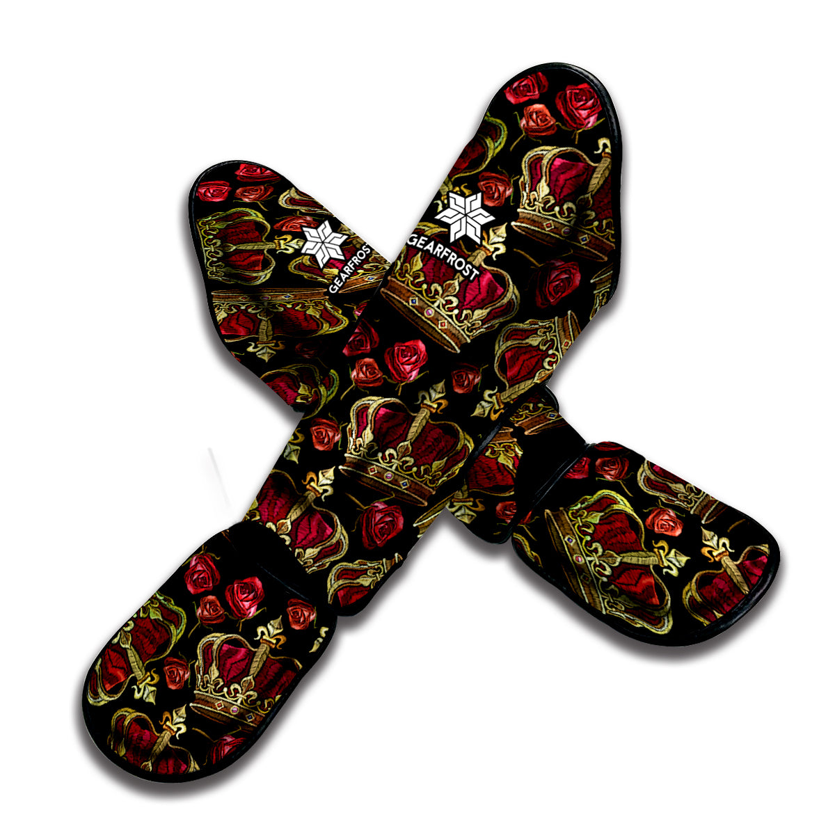 Embroidery Crown Pattern Print Muay Thai Shin Guard