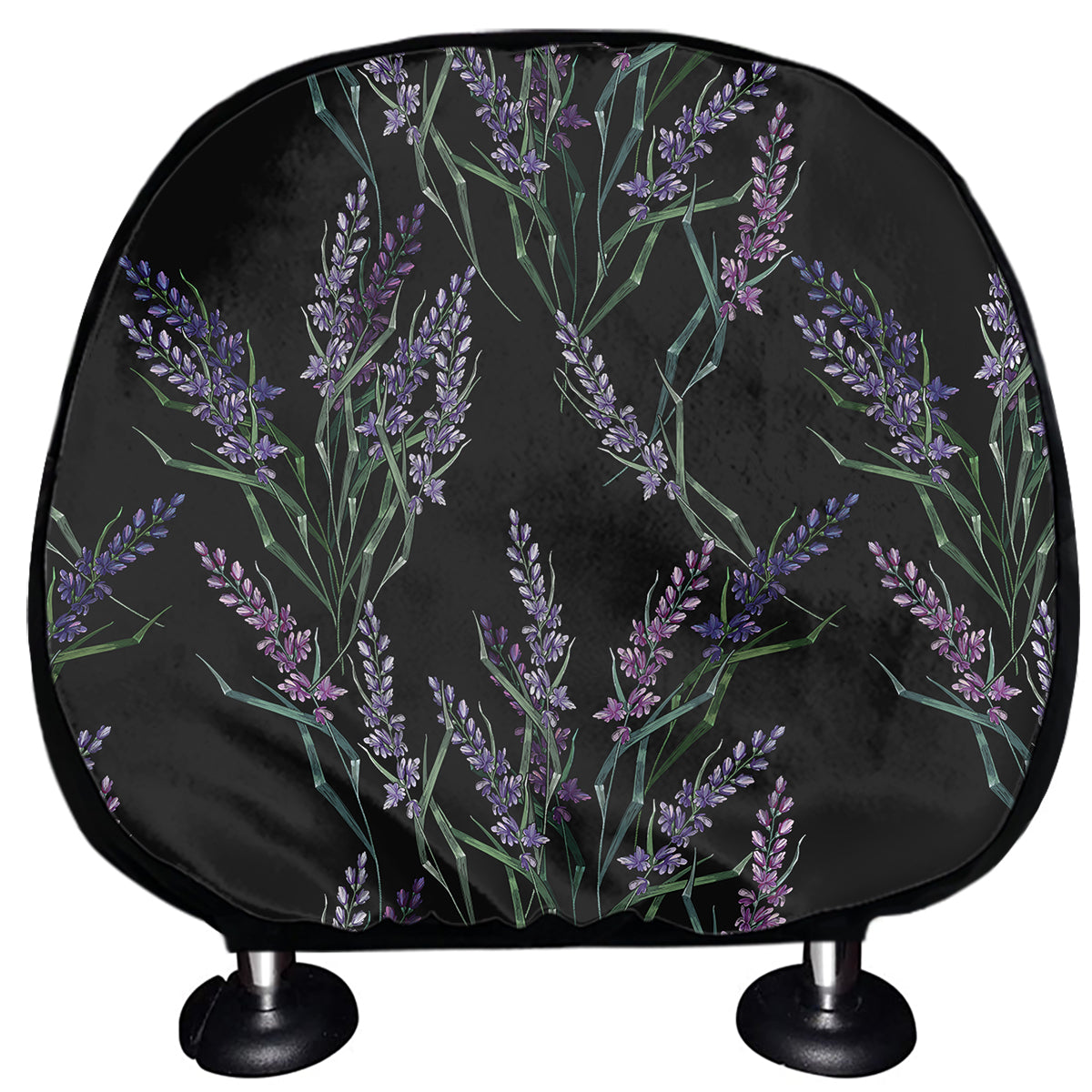 Embroidery Lavender Pattern Print Car Headrest Covers