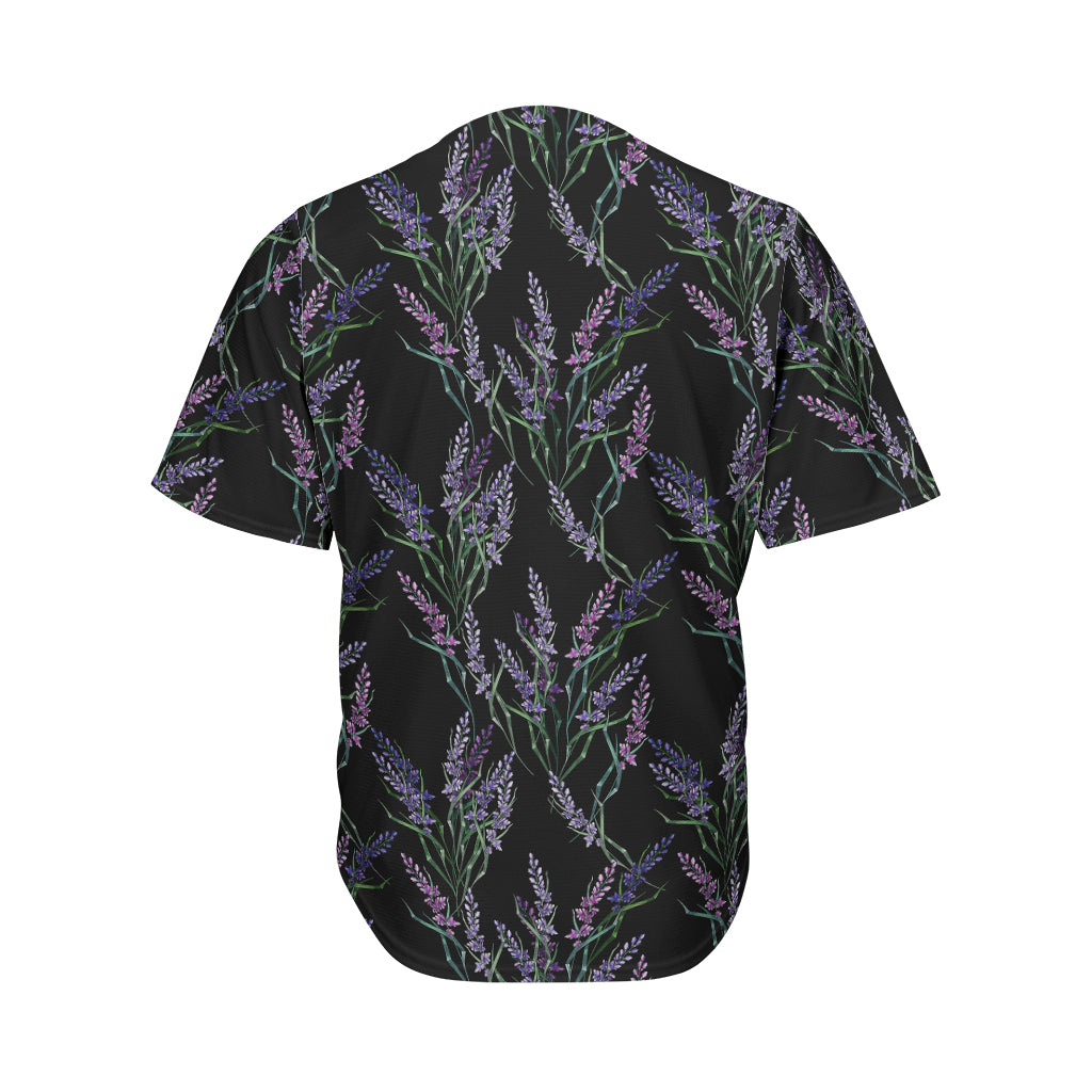 Embroidery Lavender Pattern Print Men's Baseball Jersey